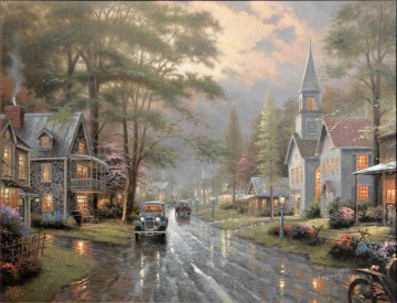 Artworks in 150 Subjects Painting - Hometown Evening TK Christmas